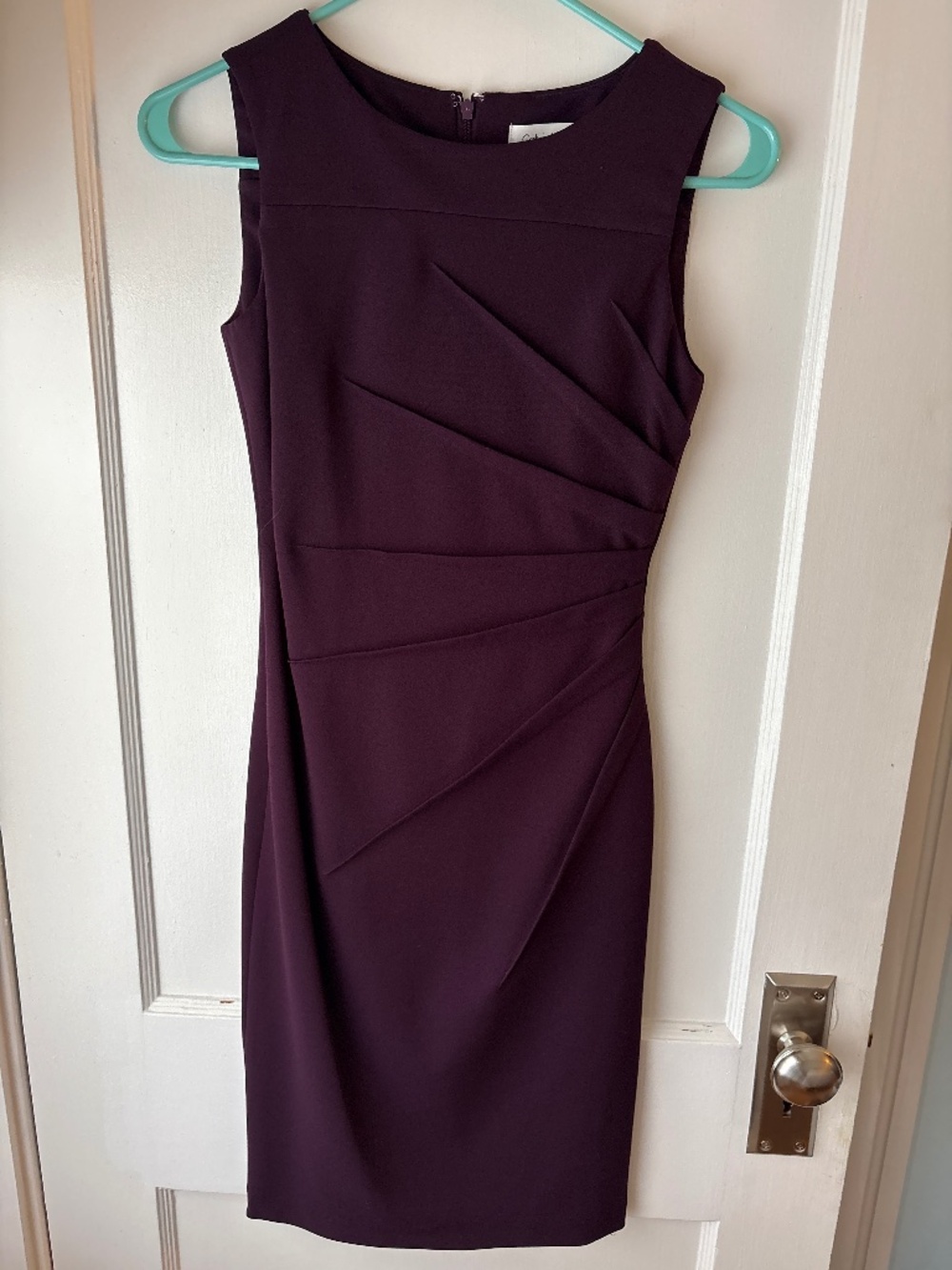 Calvin Klein Petite Starburst Sleeveless Sheath Dress, Sz 0P, Dark Purple, EUC